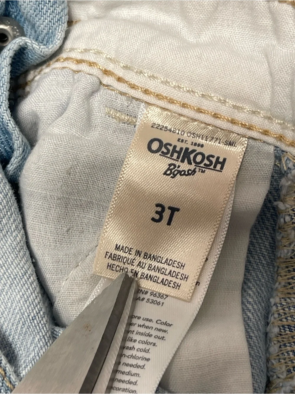 OshKosh B'gosh Vestbak Polka Dot Light Wash Denim Overalls 3T Rare